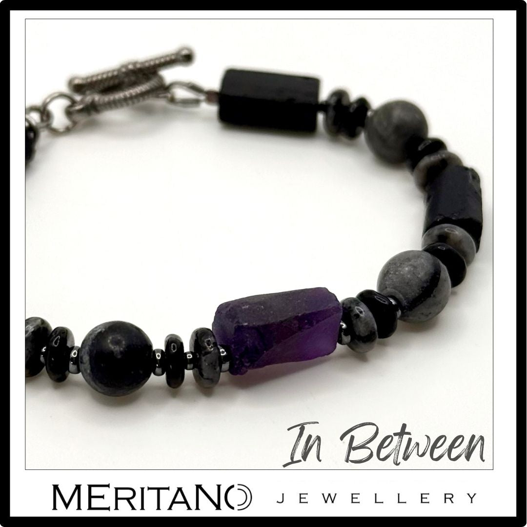 Bransoletka męska z turmalinem zbliżenie na detale