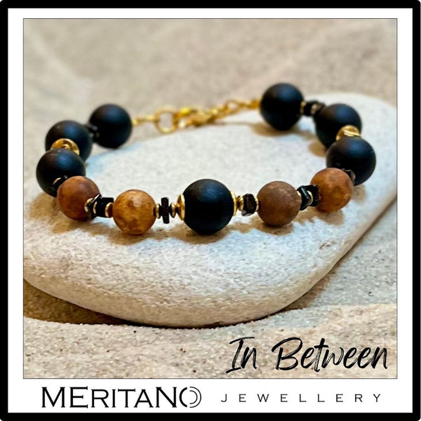 bransoletka unisex in between z agatem i spinelem