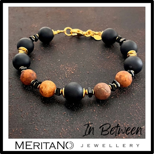 bransoletka unisex in between z agatem i spinelem