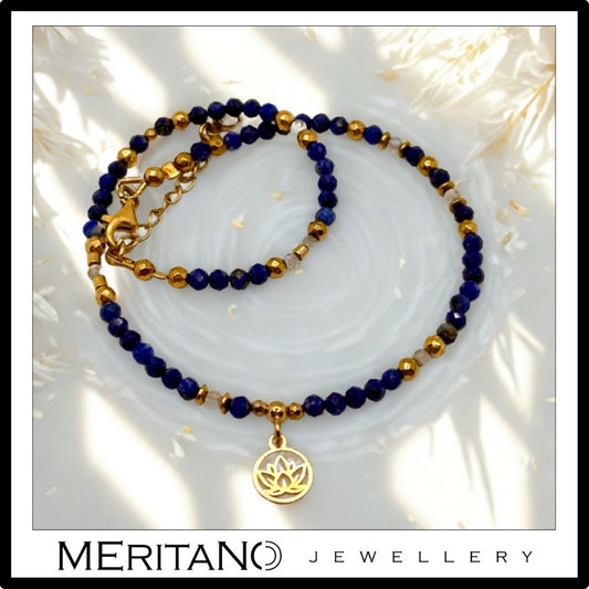 Bransoletka na stopę lapis lazuli Bransoletka na stopę lapis lazuli