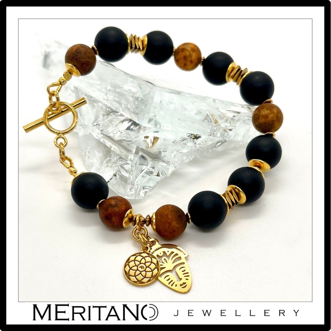 bransoletka z agatem i turmalinem