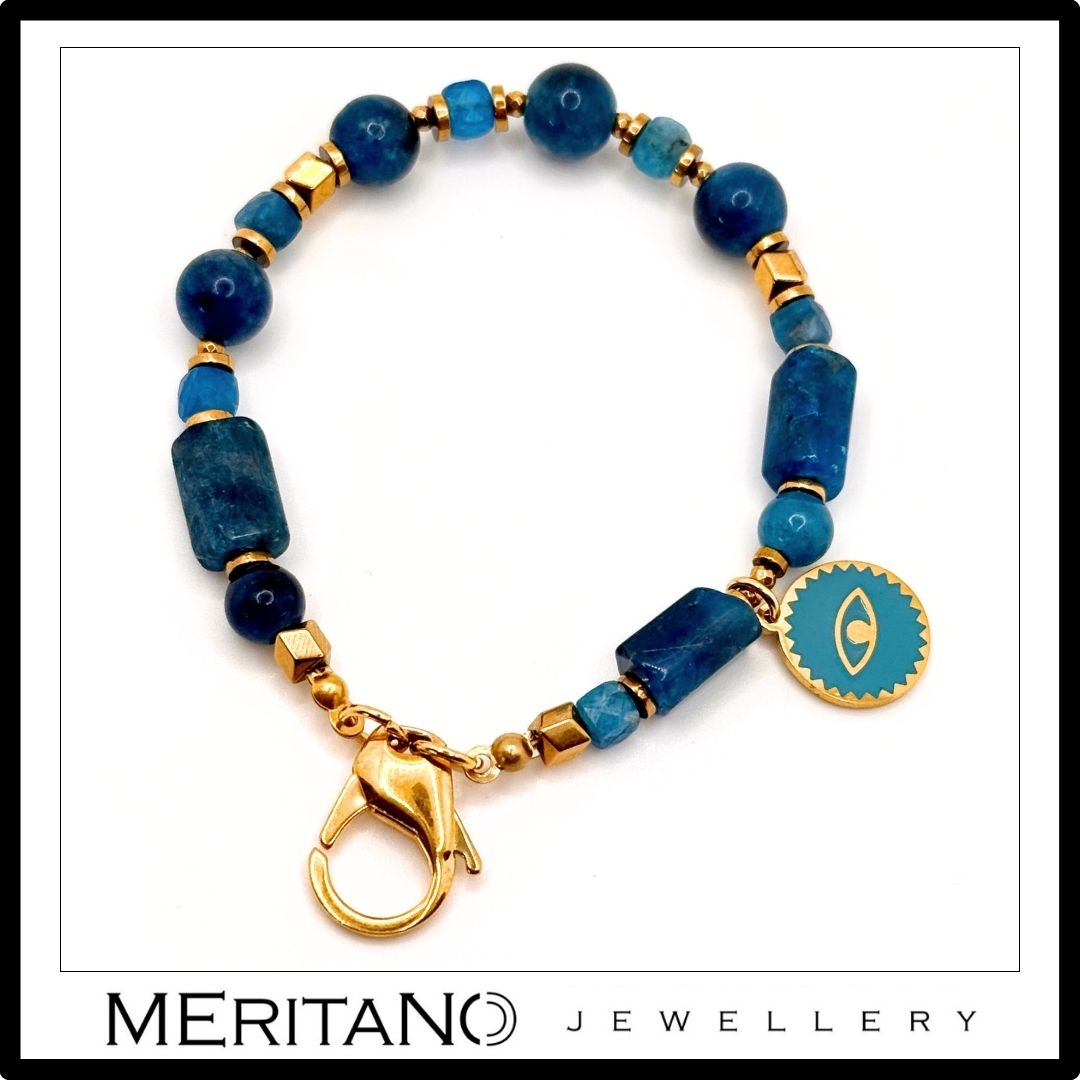 Niebieski brelok do kluczy damski z okiem proroka. Widok z góry.