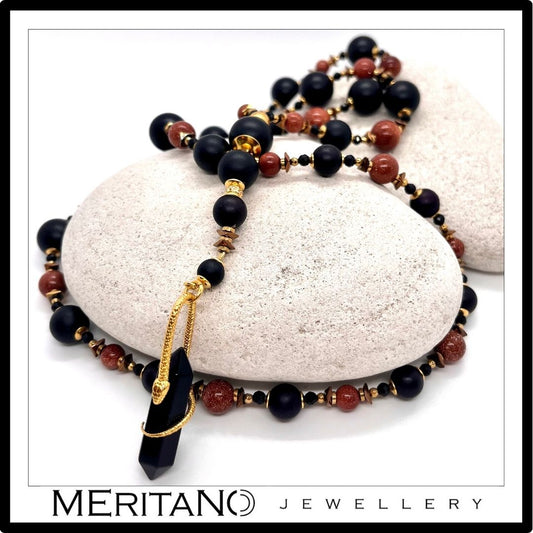 długi naszyjnik z turmalinem i piaskiem pustyni długi naszyjnik z turmalinem i piaskiem pustyni