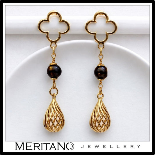 kolczyki wiszące z czarnymi perłami kolczyki wiszące z czarnymi perłami