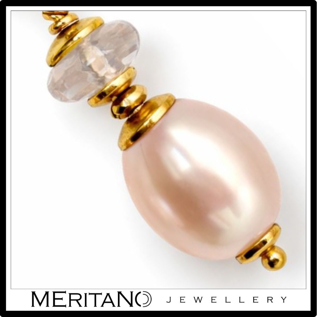 wiszące kolczyki z morganitem i różowymi perłami