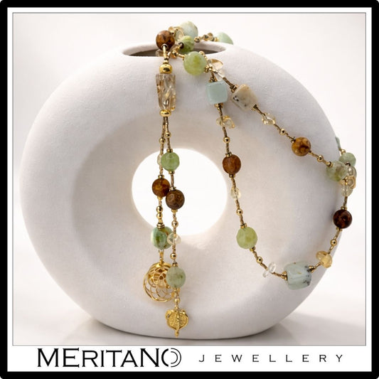 Naszyjnik chryzopraz, cytryn, agat, jadeit, długi naszyjnik z kamieni naturalnych na gipsowym kształcie Naszyjnik chryzopraz, cytryn, agat, jadeit, długi naszyjnik z kamieni naturalnych na gipsowym kształcie