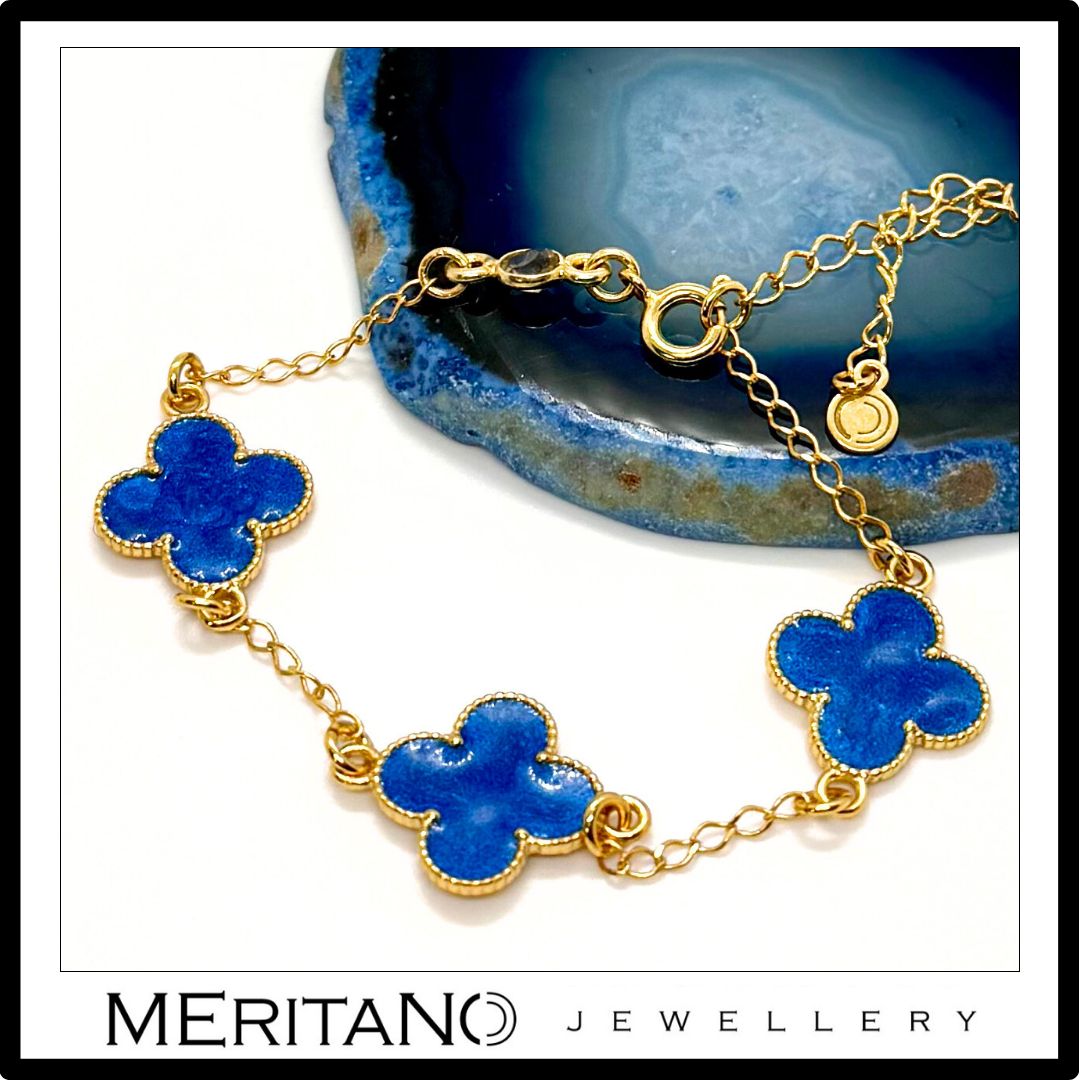 Bransoletka z koniczyną i cytrynem na niebieskim kamieniu