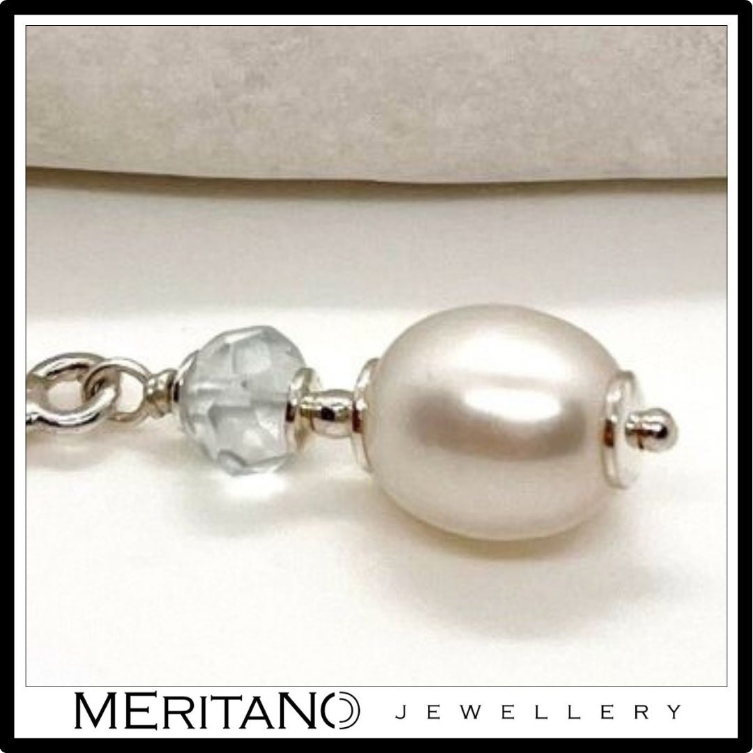 srebrne kolczyki z perłami i kwarcem