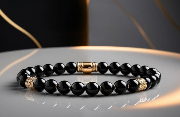 Bransoletka ochronna  - turmalin, obsydian, onyks