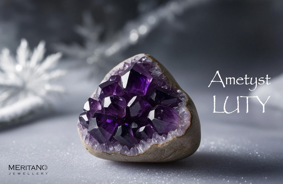 Kamień ametyst w zimowej scenerii