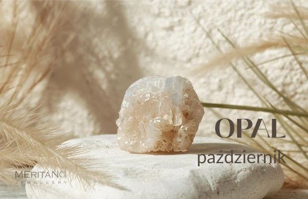 Opal leżący na białym kamieniu wśród traw