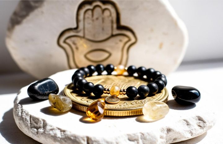 Talizmany szczęścia i amulety ochronne na białym kamieniu