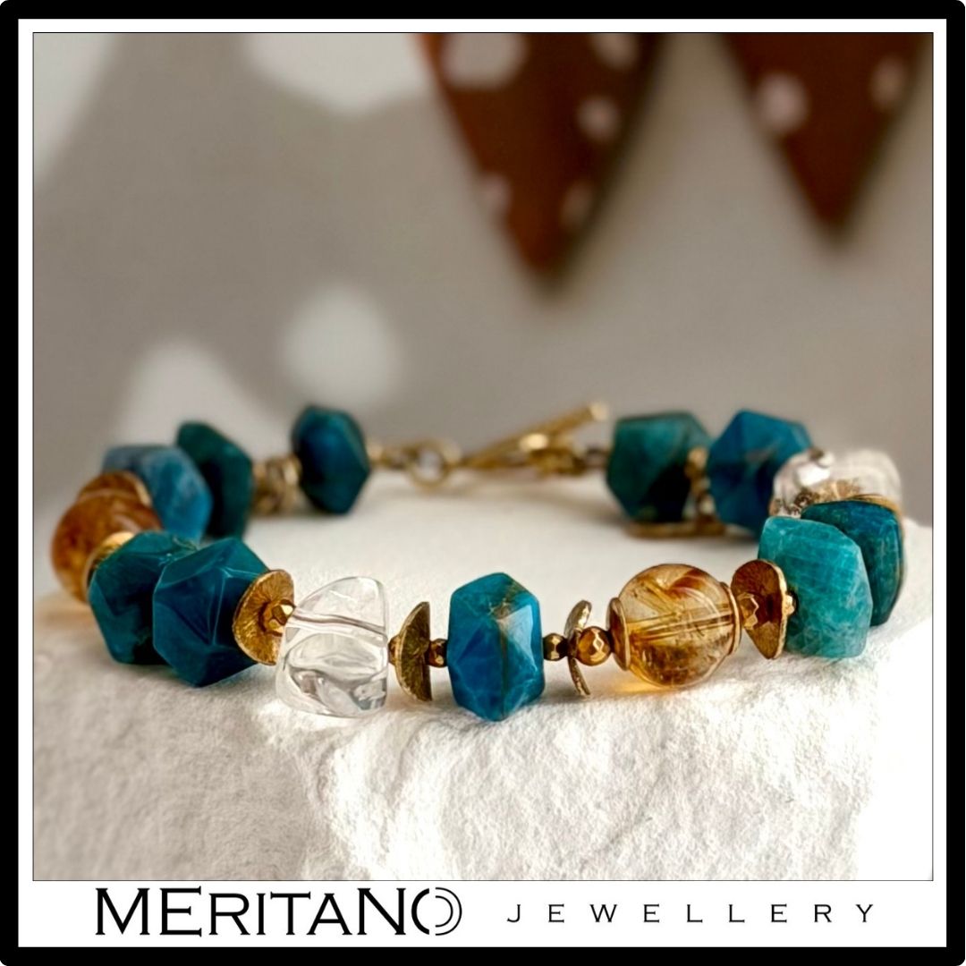 Bransoletka z cytrynem, apatytem i kryształem | Sen Sycylii N°0240