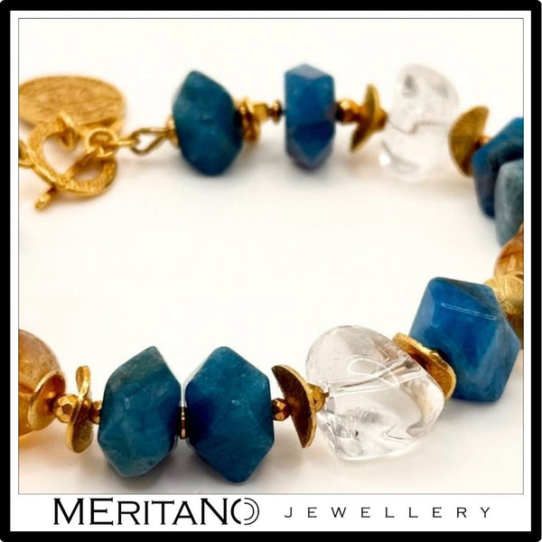 Bransoletka z cytrynem, apatytem i kryształem | Sen Sycylii N°0240