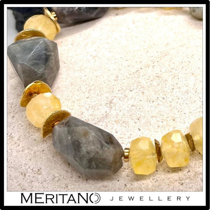 Bransoletka labradoryt i cytryn - zbliżenie