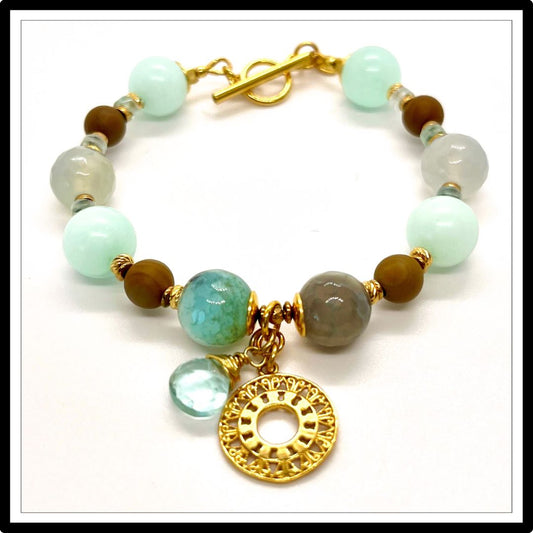 Niebieska bransoletka z kwarcem i agatem  - widok z góry