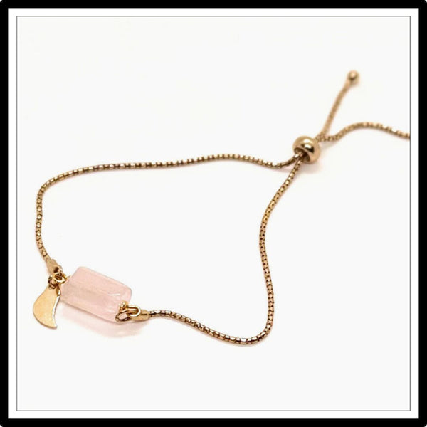 Różowy kwarc bransoletka na łańcuszku