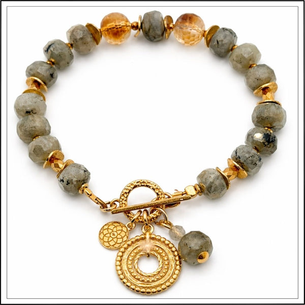 Bransoletka z labradorytem i cytrynem | Neroli Złota N°0055