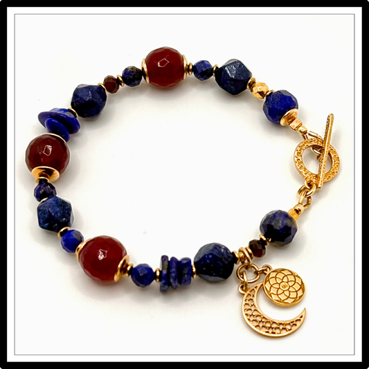 Bransoletka Lapis lazuli i agat z księżycem Bransoletka Lapis lazuli i agat z księżycem