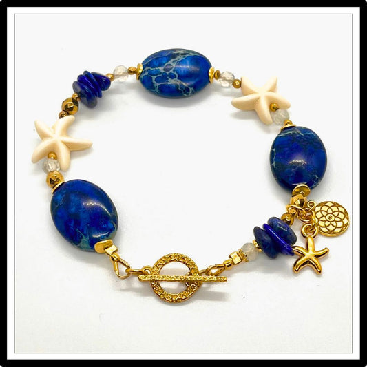 Niebieska bransoletka z jaspisem i lapis lazuli - widok z góry