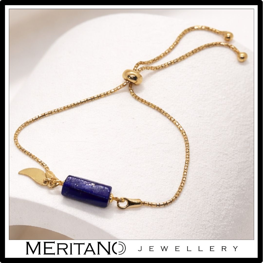 Bransoletka lapis lazuli, łańcuszkowa, delikatna z niebieskim kamieniem