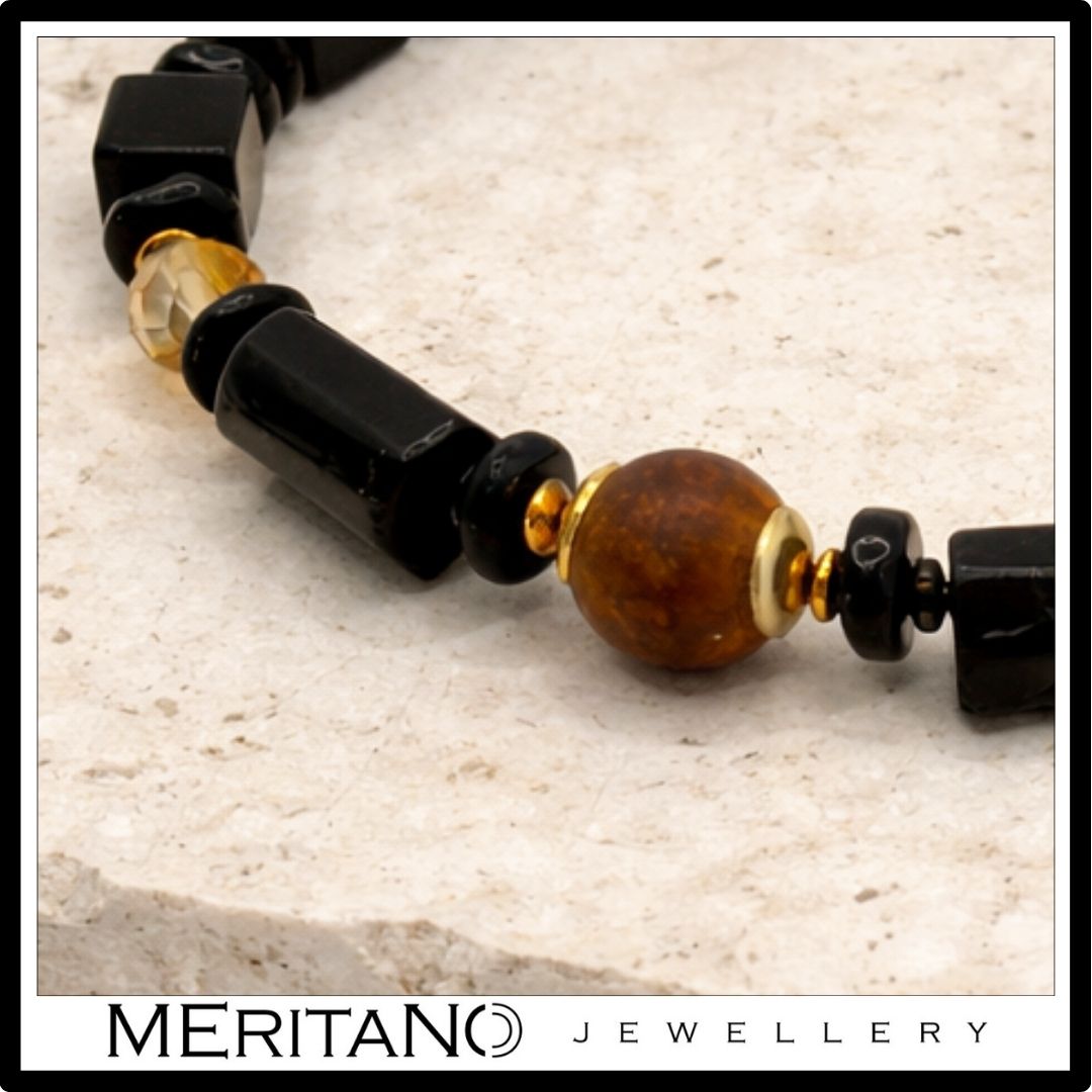 Bransoletka z turmalinem, onyksem, agatem i cytrynem - zbliżenie