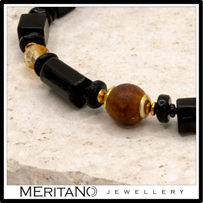 Bransoletka z turmalinem, onyksem, agatem i cytrynem - zbliżenie