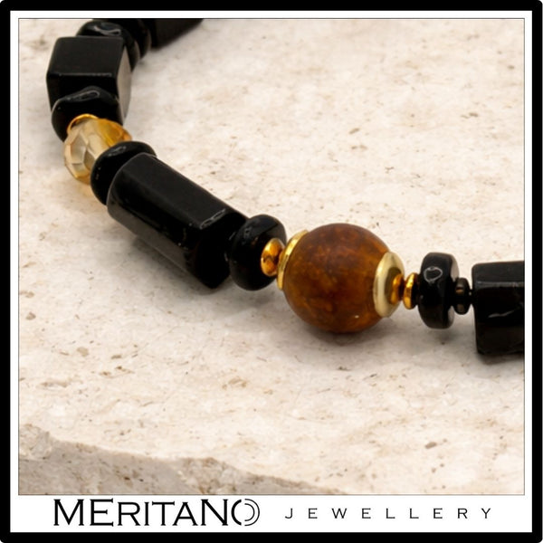 Bransoletka z turmalinem, onyksem, agatem i cytrynem - zbliżenie