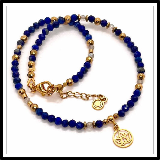 Bransoletka na stopę lapis lazuli