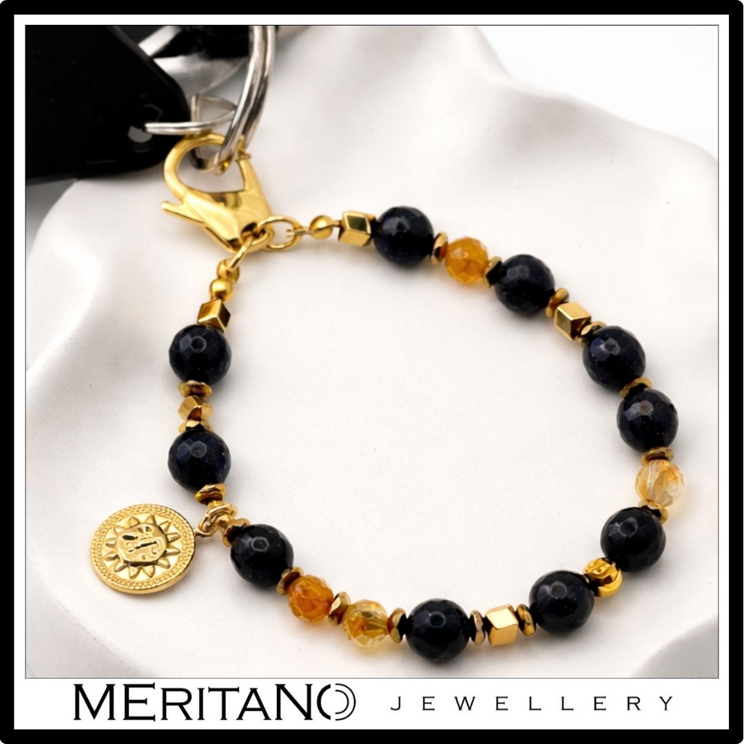 Elegancki brelok do kluczy z cytrynem i nocą Kairu - widok z kluczami