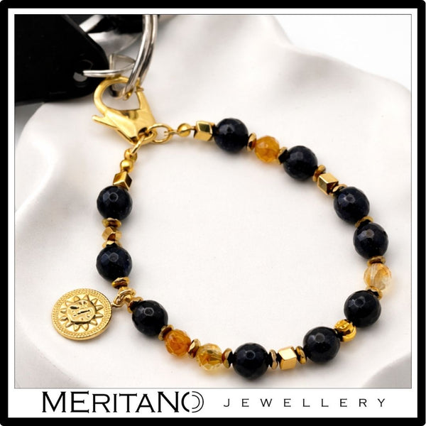 Elegancki brelok do kluczy z cytrynem i nocą Kairu - widok z kluczami