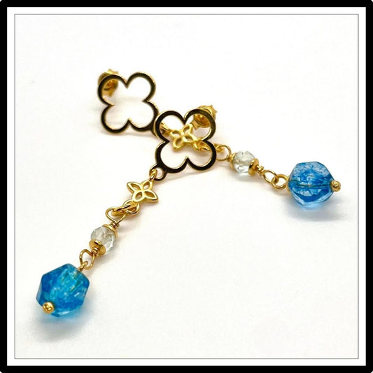 Długie kolczyki z niebieskim kamieniem kwarcu Długie kolczyki z niebieskim kamieniem kwarcu