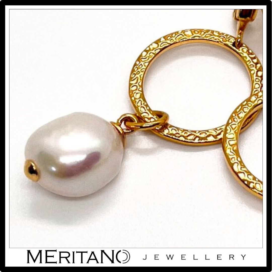 Wiszące kolczyki koła z perłami barokowymi i angielskim zapięciem