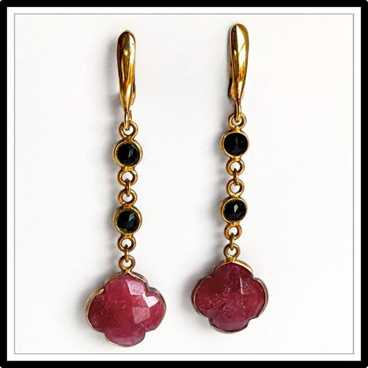 Kolczyki z rubinem i onyksem