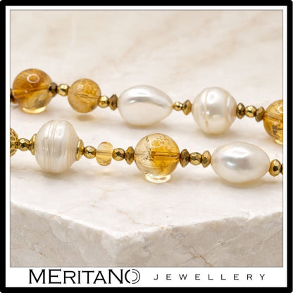 Naszyjnik perły barokowe z cytrynem   - skala i wielkość kamieni