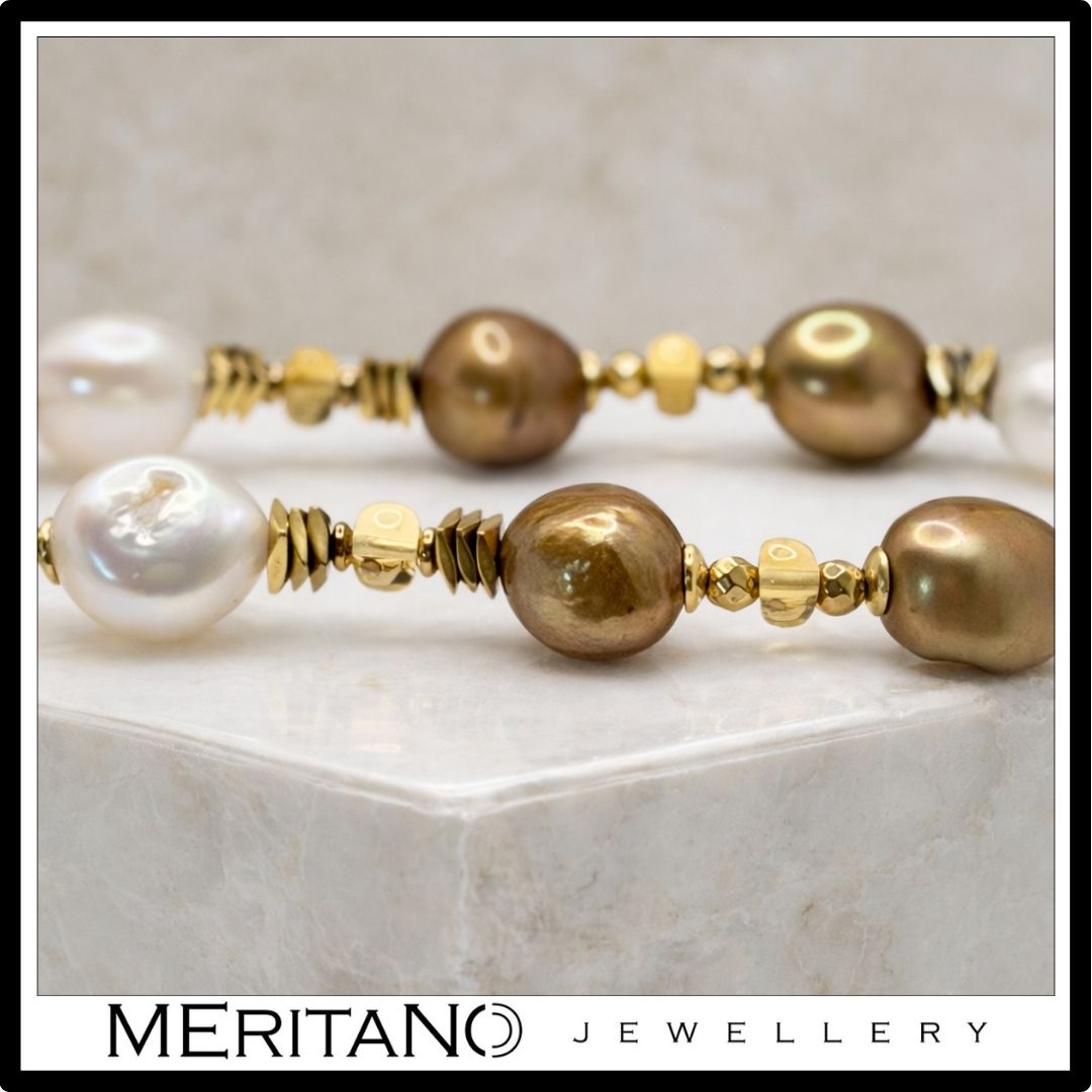 Naszyjnik z pereł barokowych ze złotą zawieszką słońce i cytrynem - skala kamieni