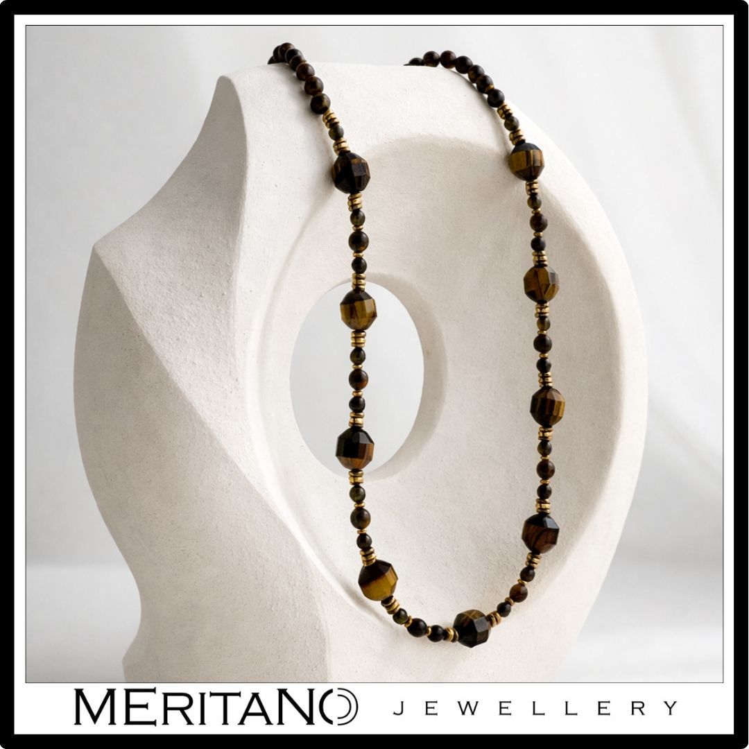 Naszyjnik z tygrysim okiem i obsydianem | Łowca N°0106