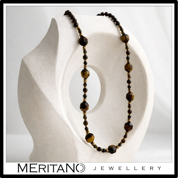 Naszyjnik z tygrysim okiem i obsydianem | Łowca N°0106