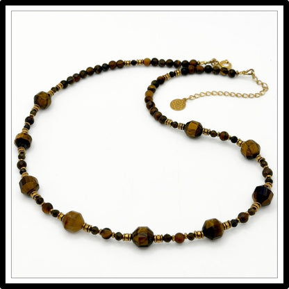 Naszyjnik z tygrysim okiem i obsydianem | Łowca N°0106