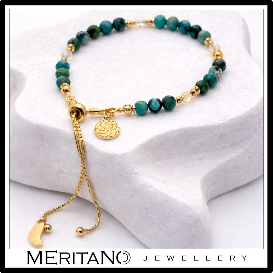 Niebieska bransoletka z turkusem naturalnym i cytrynem z drobnych  kamieni, na lato