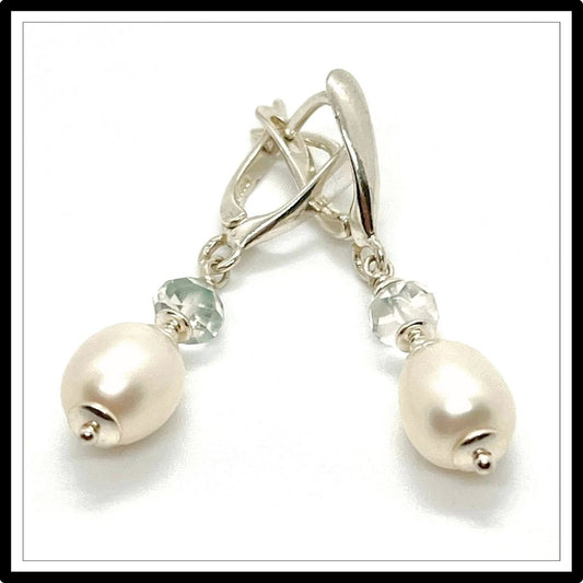 Srebrne kolczyki z perłami i kwarcem Srebrne kolczyki z perłami i kwarcem