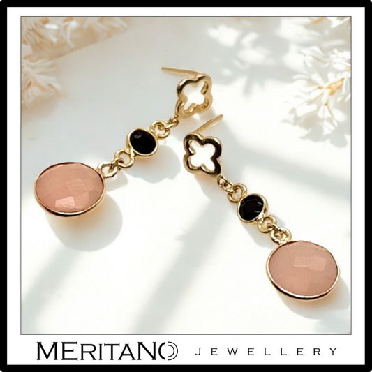 Różowe kolczyki z kamieniami naturalnymi chlcedon Różowe kolczyki z kamieniami naturalnymi chlcedon