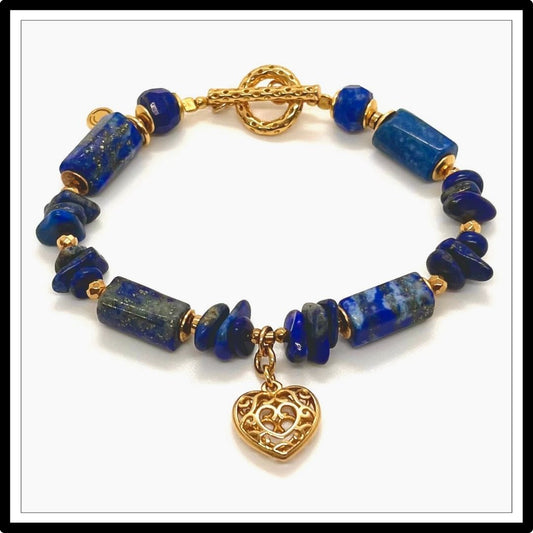 Niebieska bransoletka lapis lazuli i serce Niebieska bransoletka lapis lazuli i serce