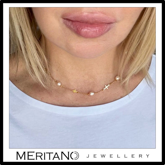 Choker z perłami na łańcuszku Choker z perłami na łańcuszku
